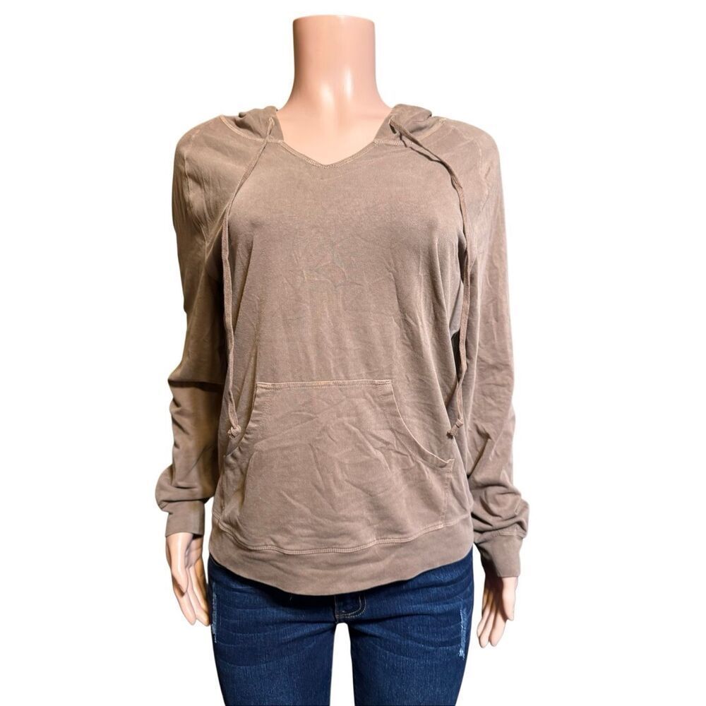 Women's brown Long sleeve drawstring sweater top M